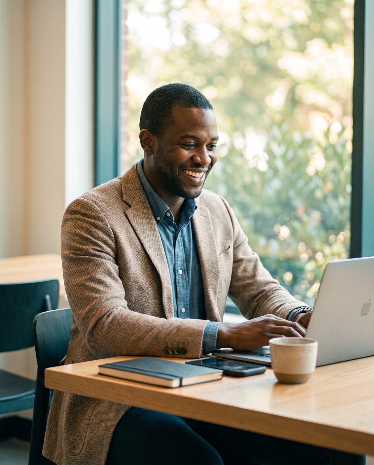 An independent visa consultant building his practice from a café